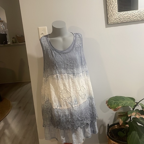 VASNA made in Italy Layered Eyelet Embroidered Tank Dress size 1X - Picture 9 of 9